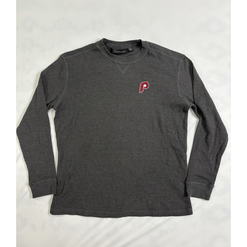 Philadelphia Phillies  Thermal Shirt Men's M‎ Gray Long Sleeve Waffle Knit